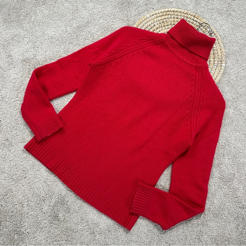 Sutton Studio Women’s 100% Cashmere Turtleneck Sweater Longsleeve in Hot Red L